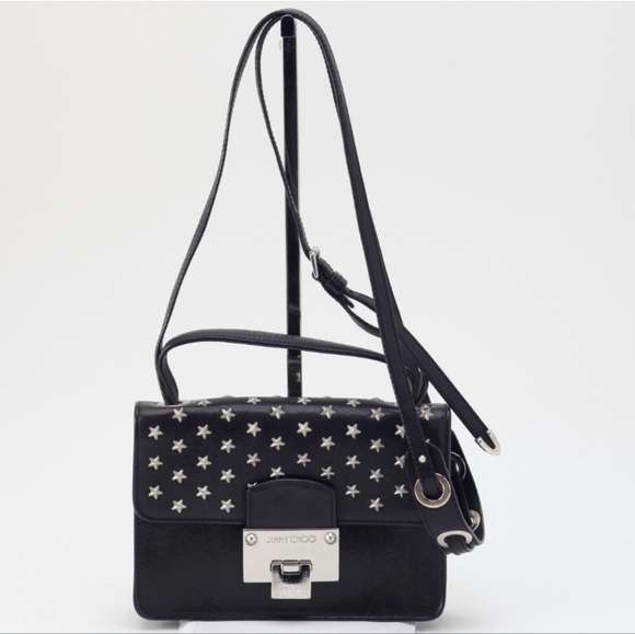 Jimmy Choo Two Way Crossbody Bag Star Studded Top Handle Flap Purse - Picture 2 of 7